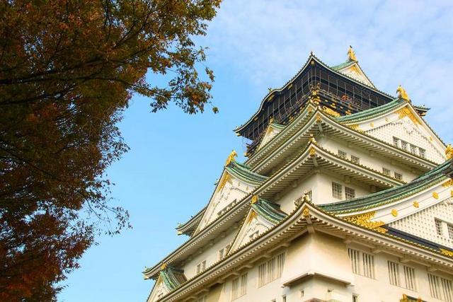 城堡 秋 结构 建设 美丽 感兴趣的地方 大阪城堡 天空
