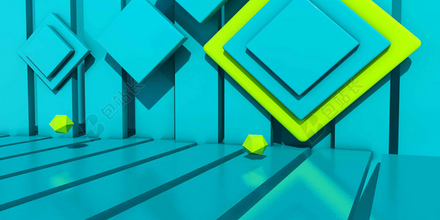 立体方块感几何3D2019招聘海报背景