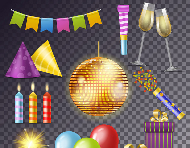 生日聚会PARTY蜡烛彩旗烟火蛋糕素材