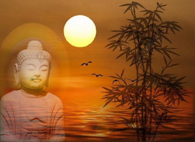 广告时尚夕阳下的佛像背景图片