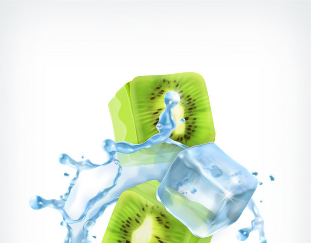 水果奇异果冰块矢量素材