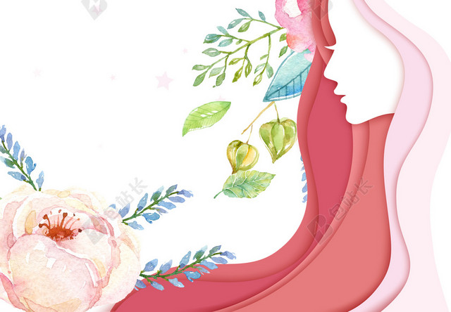 简约美女侧脸38妇女节女神节节日促销白色海报背景