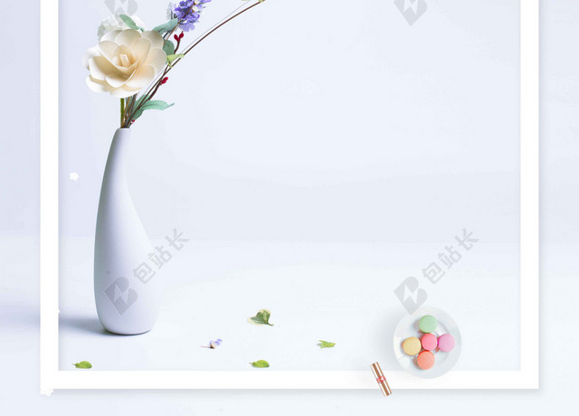 百花燕子花瓶2月你好月份海报背景