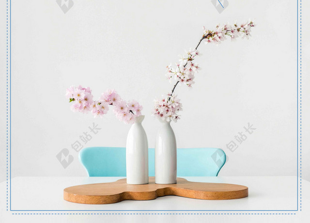 花瓶桃花2月你好月份2019海报背景