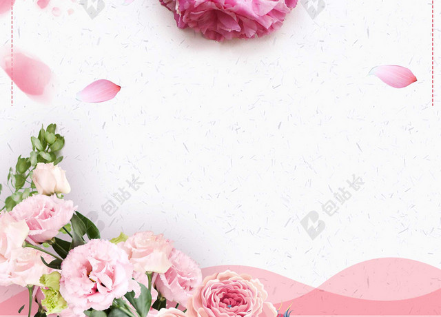 康乃馨花裙子38妇女节女神节节日促销后白色海报背景