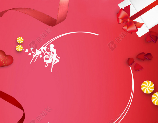 立体爱心气球38妇女节女神节节日促销后红色海报背景