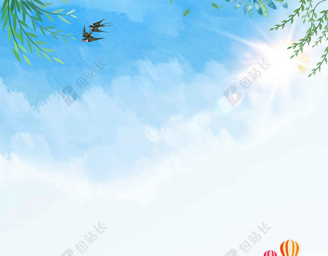 自行车女孩山水燕子卡通春季家装节春天装修宣传