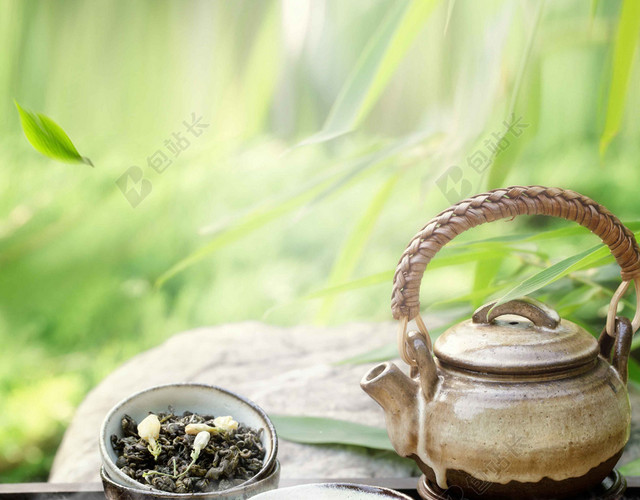 三个茶杯茶壶迎春茶宣传促销茶叶新品上新
