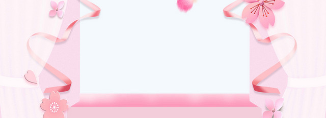 窗口丝带花朵38妇女节女神节粉色节日促销BANNER