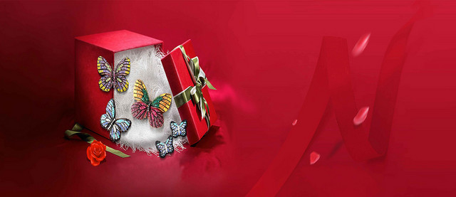 五彩蝴蝶礼盒38妇女节女神节节日促销BANNER