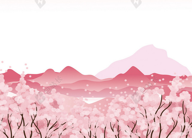 樱花树林飞鸟山樱花节旅游宣传粉色海报背景