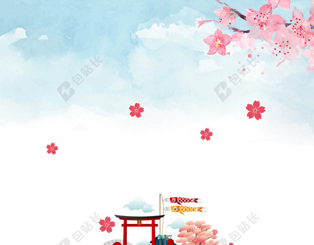 日系元素樱花节旅游宣传粉色海报背景