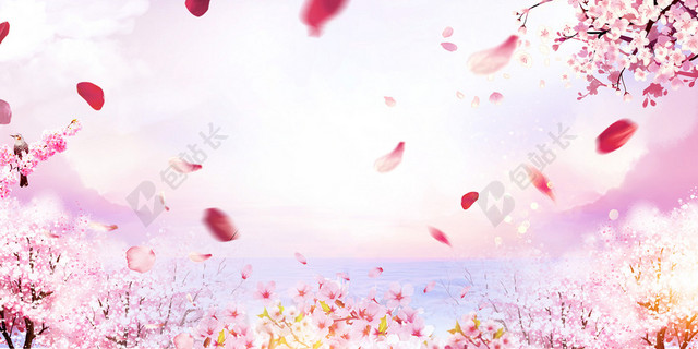 春天唯美浪漫樱花节桃花春游背景素材