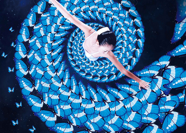 蓝色旋转人物舞蹈培训招生宣传海报背景