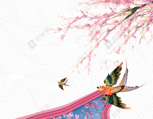 唯美浪漫樱花节桃花春天春游背景