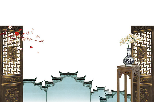 中国风建筑透明元素PSD素材