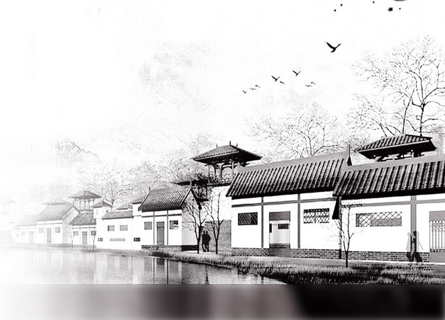 中国风建筑透明元素PSD素材