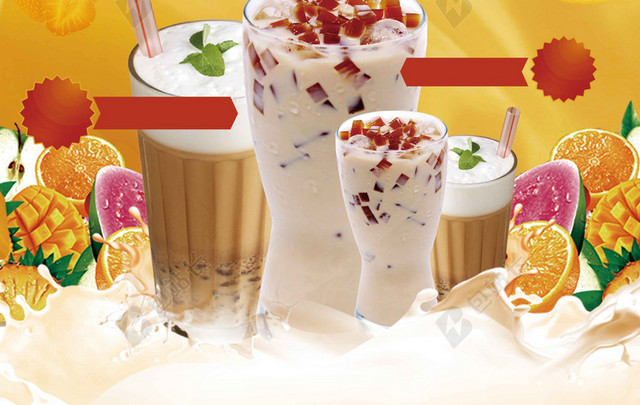 果肉珍珠奶茶宣传单价格表饮料饮品海报背景