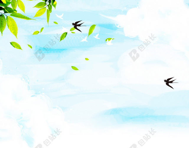 卡通小孩种树插画312植树节公益绿色环保海报背景素材