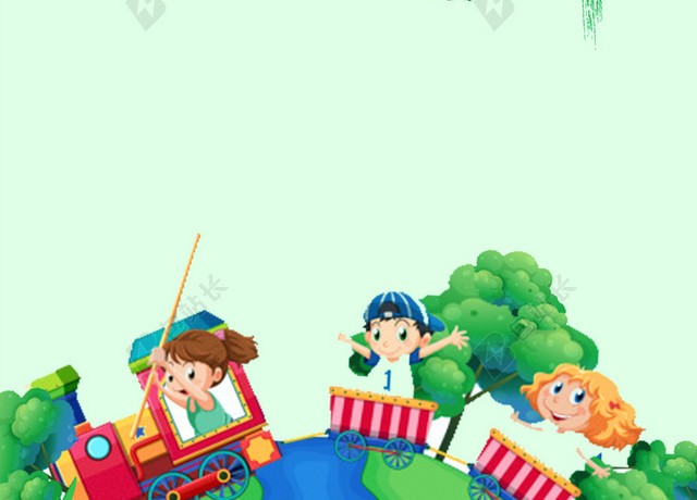 卡通可爱小孩312植树节公益环保海报绿色背景素材