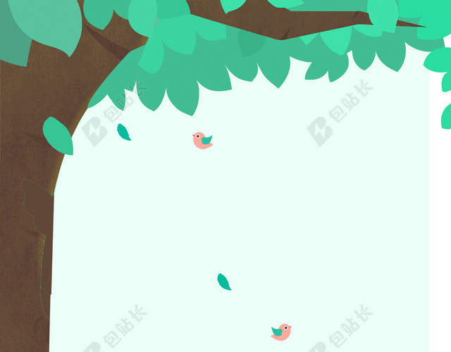 手绘卡通情侣种树312植树节公益环保海报绿色背景素材