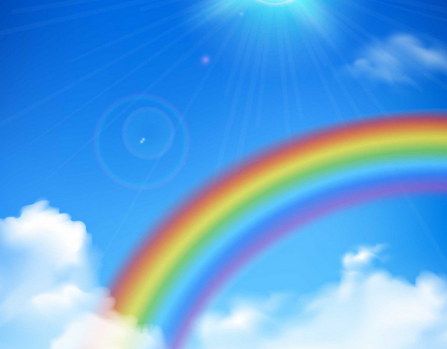 蓝色天空彩虹图片素材
