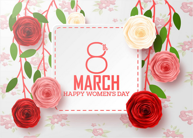 鲜花边框花朵花束  3月8日妇女节节日素材