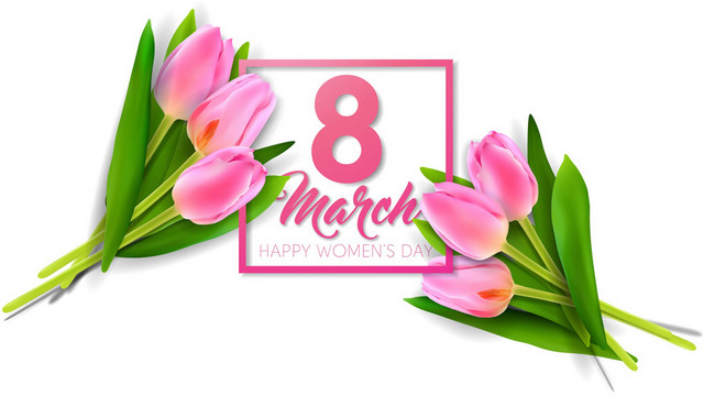 鲜花边框花束3月8日妇女节节日郁金香花朵素材