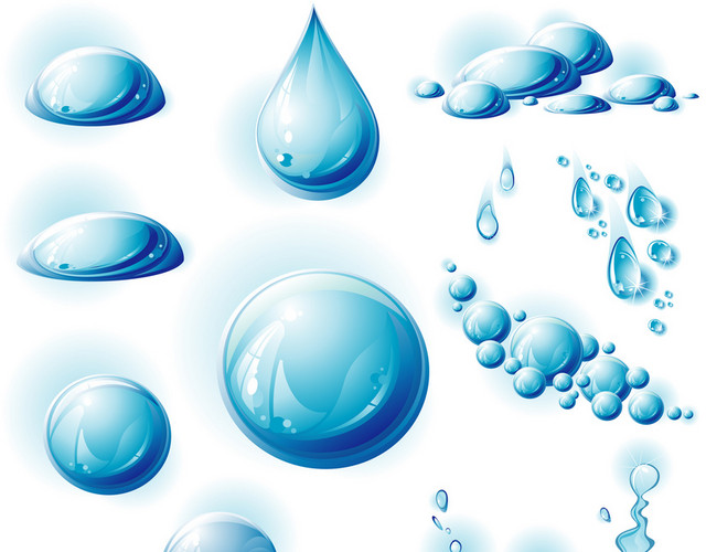 水滴水珠水效果透明水滴矢量素材