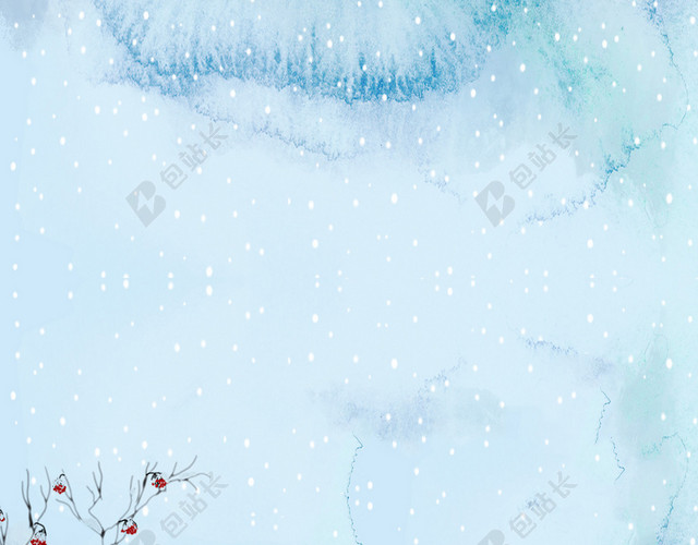 雪花冰龙龙抬头二月二传统节日蓝色海报背景