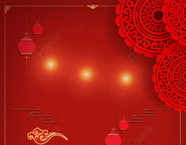 简约中国剪纸龙抬头二月二传统节日红色海报背景