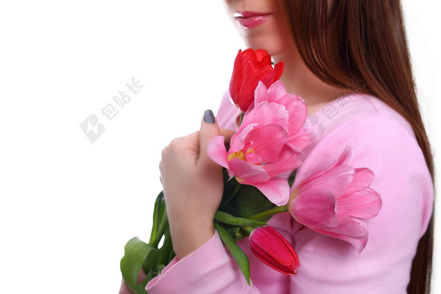 粉色花朵38妇女节女神节节日促销海报背景素材