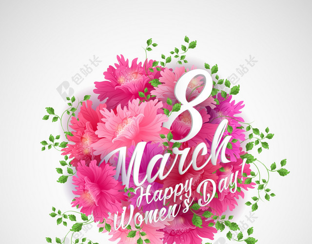 手绘清新花朵38妇女节女神节节日促销海报背景素材