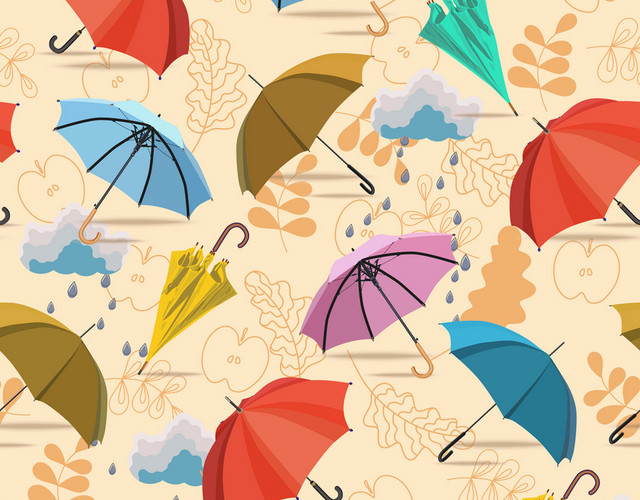 手绘雨伞矢量素材
