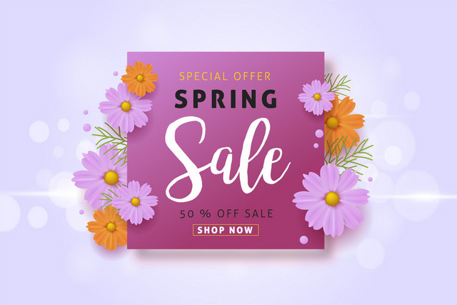 春天春季淡雅折扣促销SALE