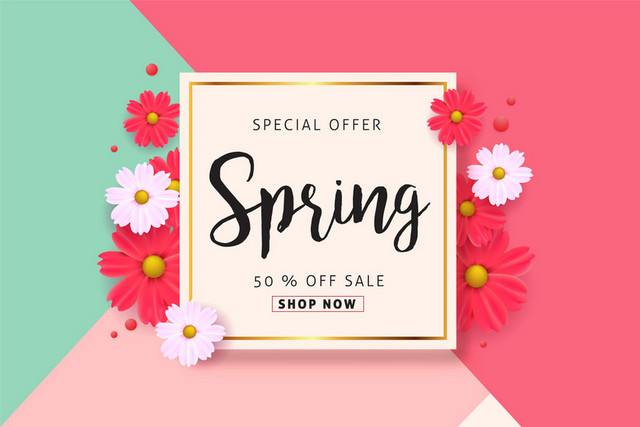 春天春季几何折扣促销SALE