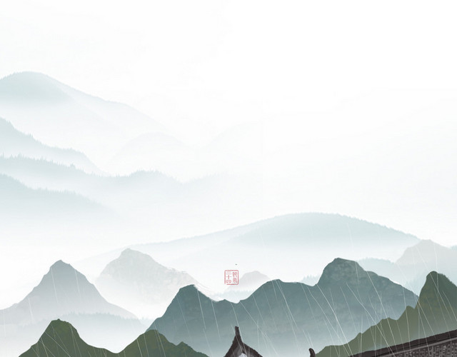 水墨房屋建筑中国风