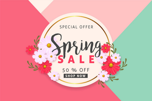 春天春季几何拼接折扣促销SALE
