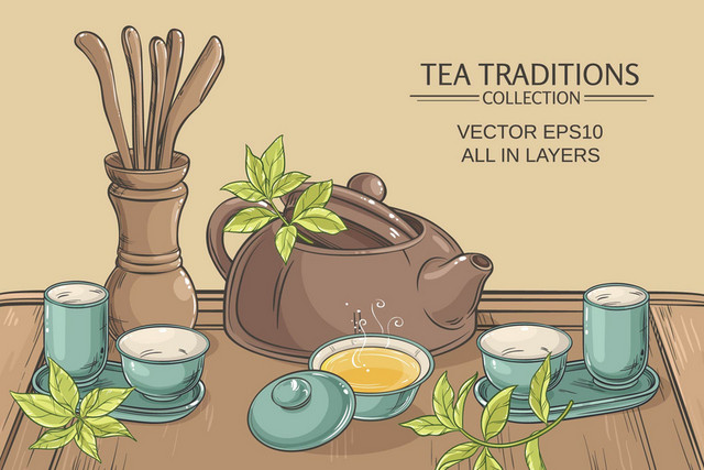 茶具茶杯茶壶茶文化卡通茶壶茶杯设计素材