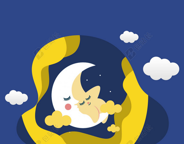 月亮船星星卡通321世界睡眠日健康宣传夜晚海报背景