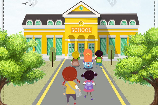 中小学安全教育日卡通学校全国中小学生安全教育日校园文化宣传海报背景展板