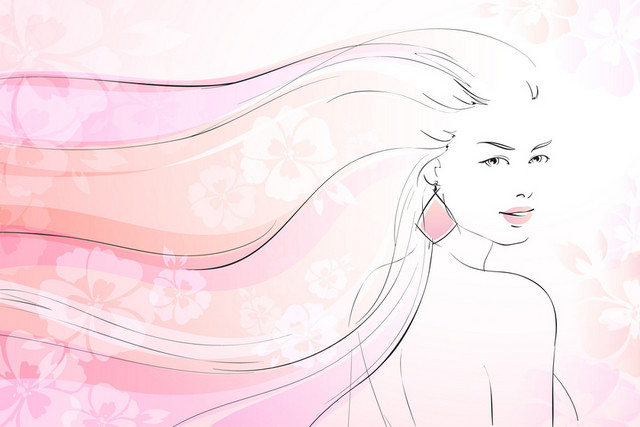 手绘唯美少女矢量素材