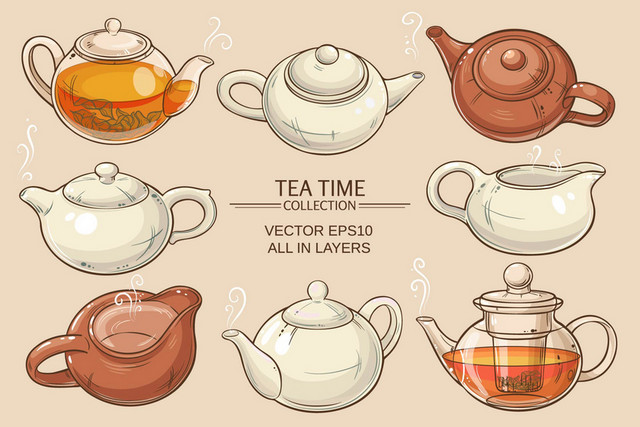 茶杯茶具简约多个茶壶素材