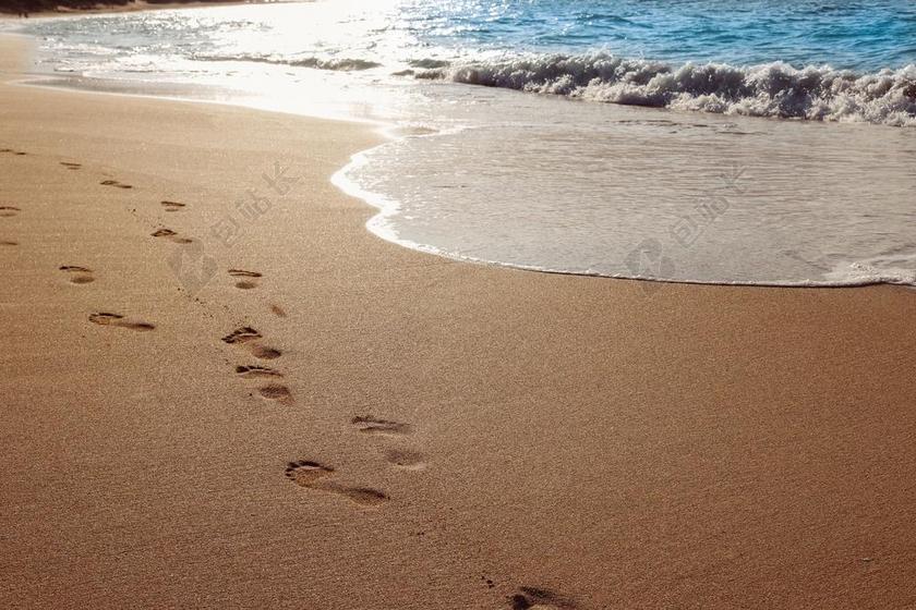 沙 海滩 海洋 水 足迹 沙海滩 夏天 假期 海 热带