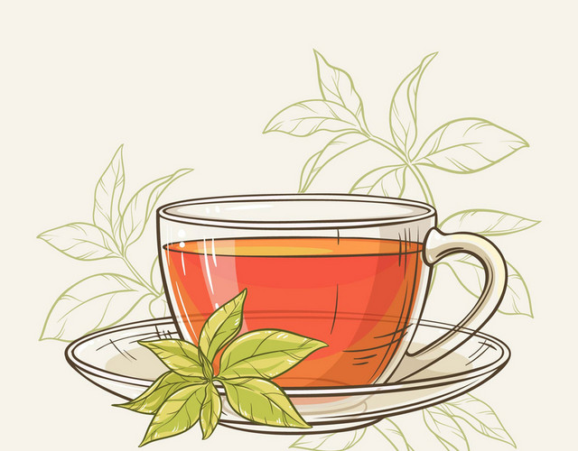 清新卡通茶杯素材