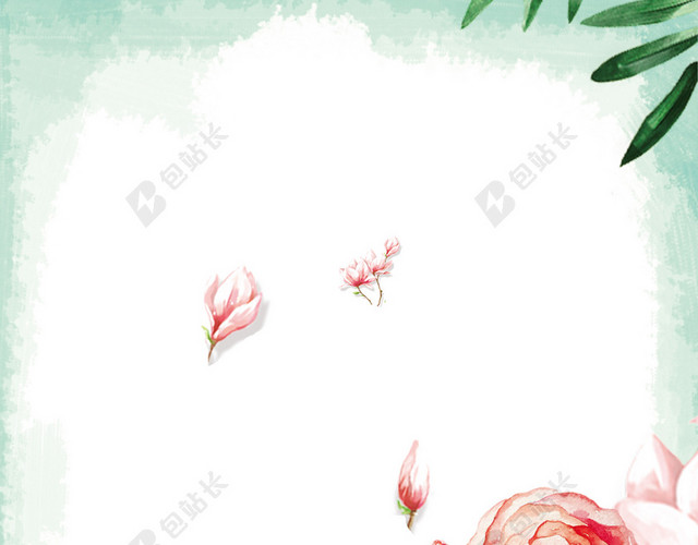 彩绘水彩鲜花促销宣传海报白色背景