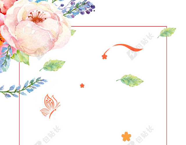 唯美鲜花促销宣传海报感恩节白色背景
