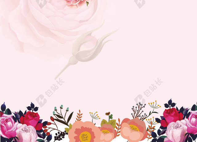 父亲节花朵鲜花促销宣传海报红色背景