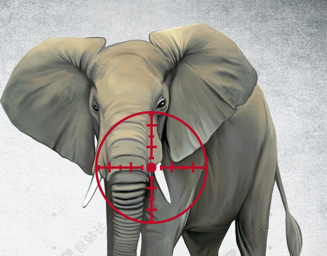 灰色大象绿色森林动物世界动物园海报保护动物海报背景展板
