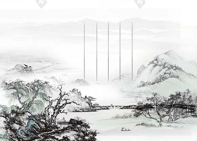 水墨4月5日清明节春天扫墓插柳中国传统节日海报背景展板